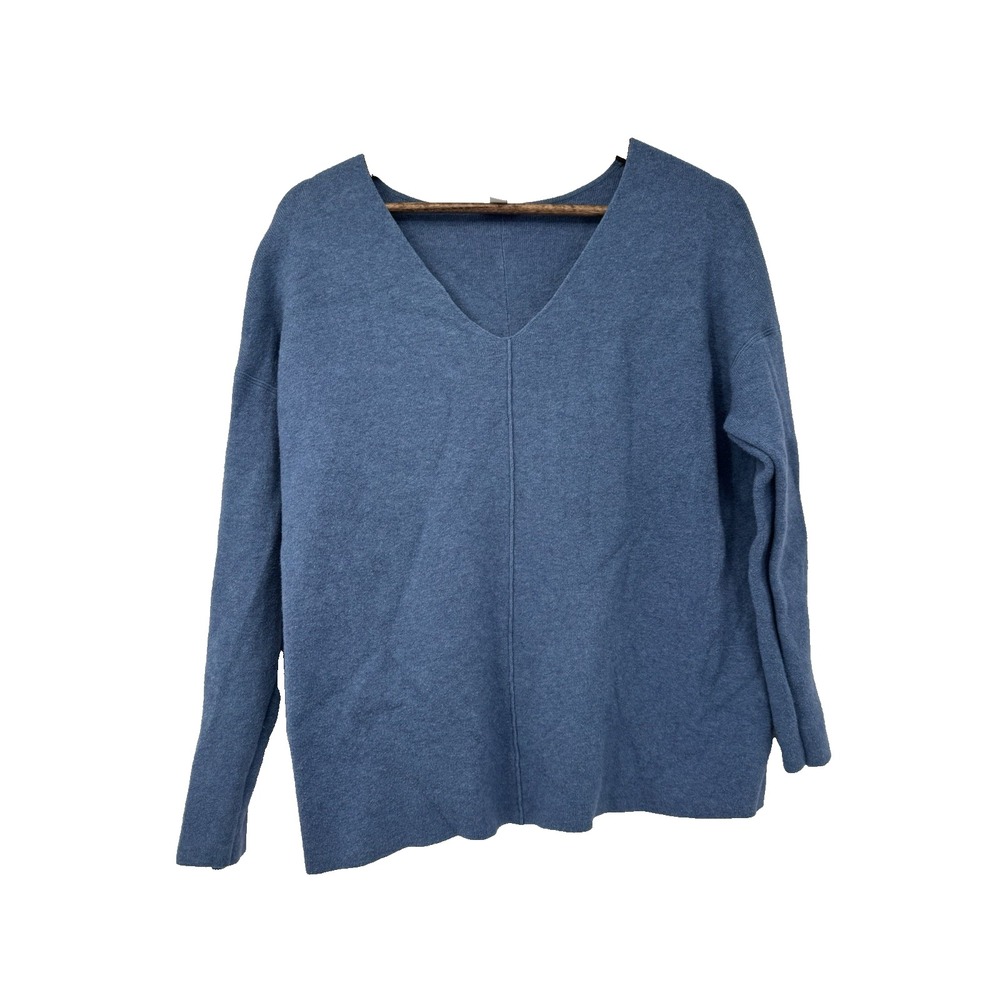 J Jill Blue Cotton blend sweater clean girl minimalist lagenook v-neck M